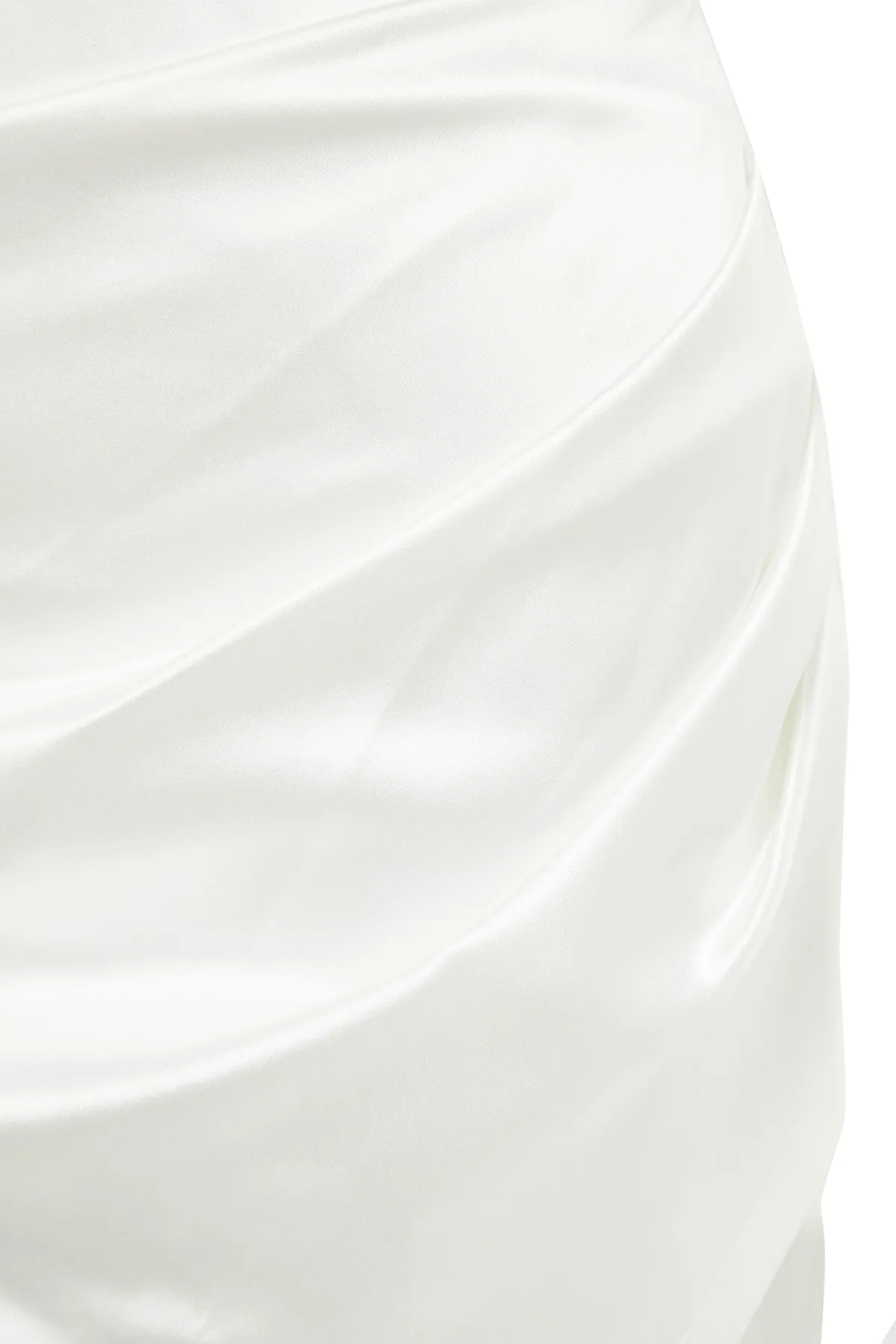 Trendyol Collection  Ecru Zweireihiges, gefüttertes, gewebtes Otriches-Satin-Brautabendkleid TPRSS23EL00019