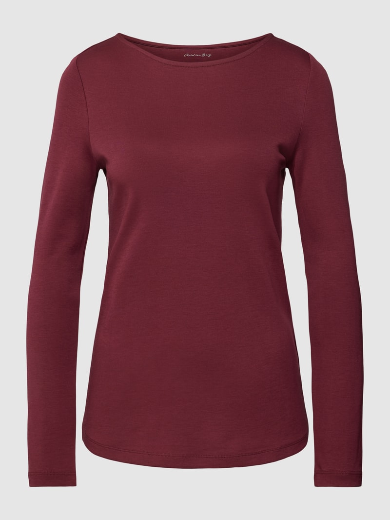 Longsleeve mit U-Boot-Ausschnitt in bordeaux rot