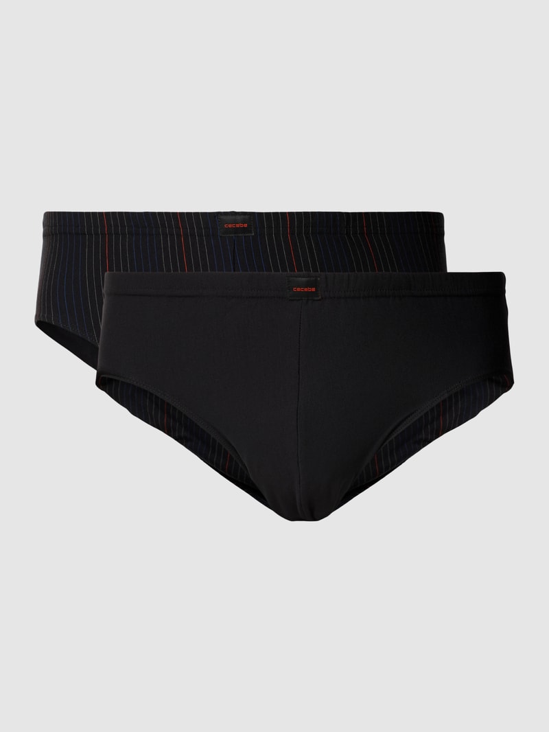 PLUS SIZE Slip mit Streifenmuster im 2er-Pack in schwarz
