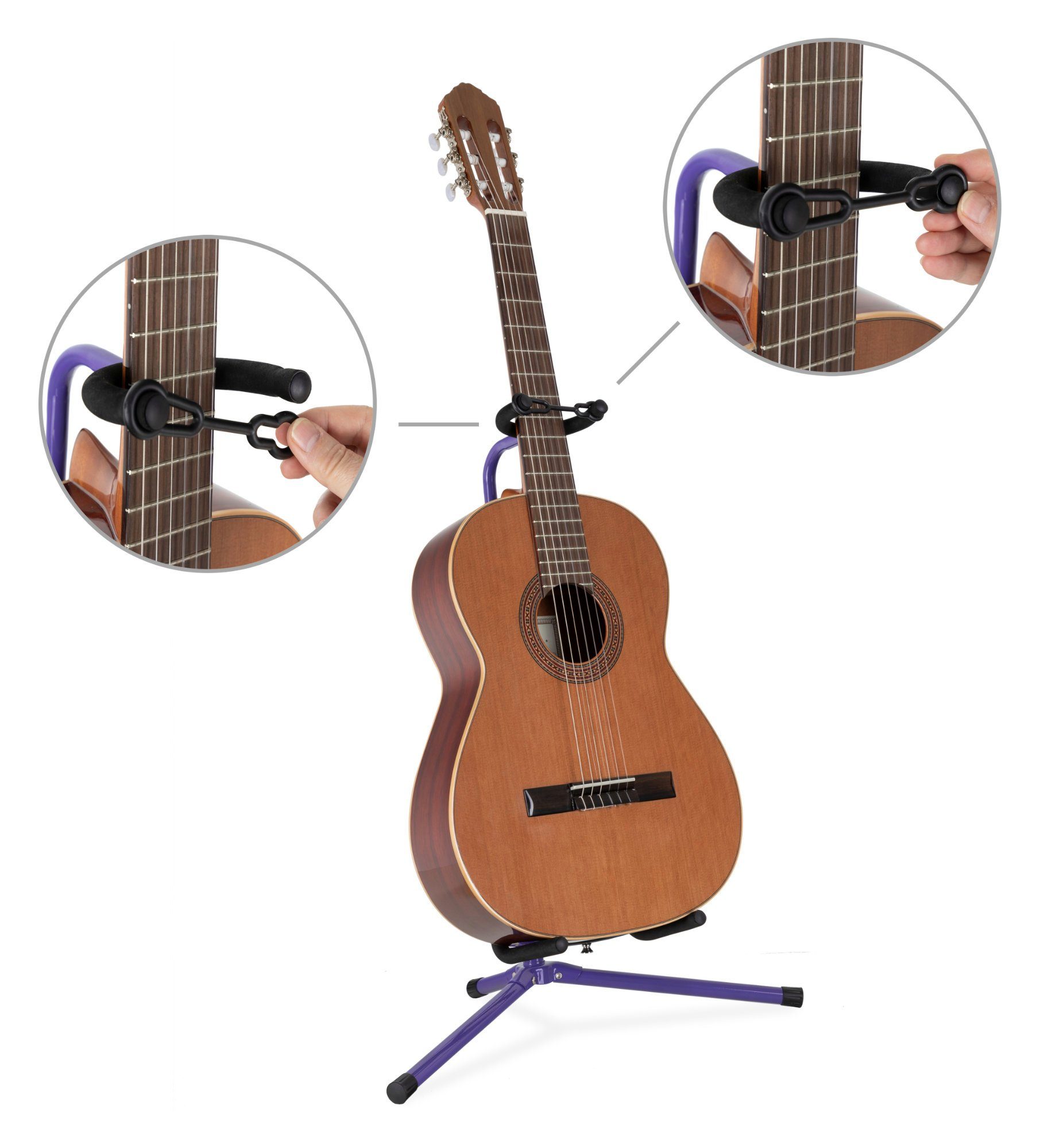 Classic Cantabile Gitarrenständer GS-30 Gitarrenstativ, Gepolsterte Auflage - Klappbarer Gitarrenständer