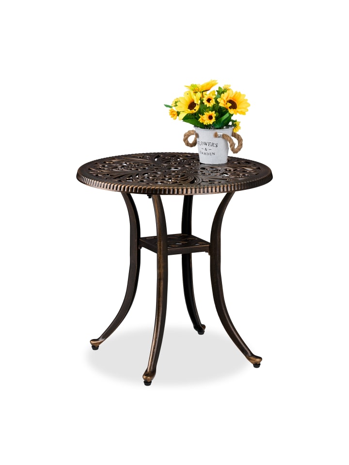 relaxdays Gartentisch in Schwarz/ Bronze - (H)53 x Ø 53 cm günstig kaufen onesize