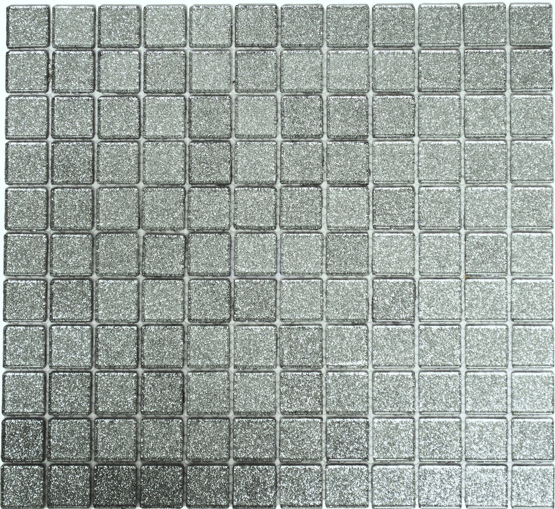 Mosani Mosaikfliesen Glasmosaik Crystal Mosaikfliesen silber glänzend / 10 Matten