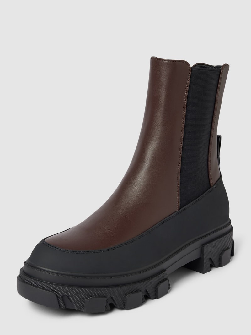 Chelsea Boots mit Kontrastbesatz Modell 'CHUNKY' in haselnuss braun