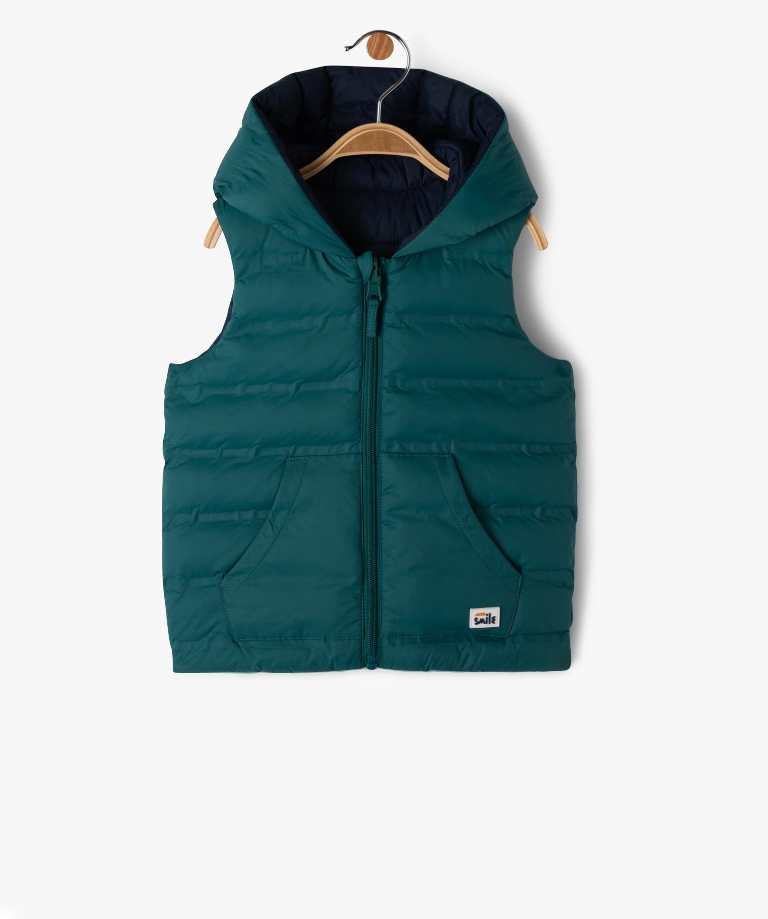 Blouson sans manches réversible à capuche bébé Garçon vert | GEMO