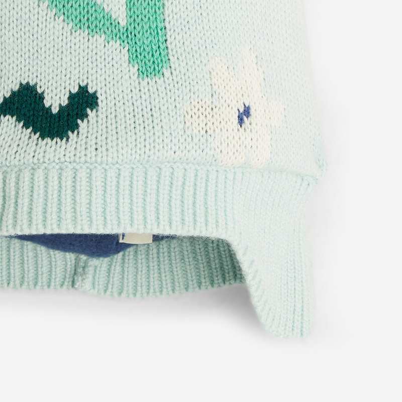 Bonnet bébé à pompon violine en tricot bleu Catimini