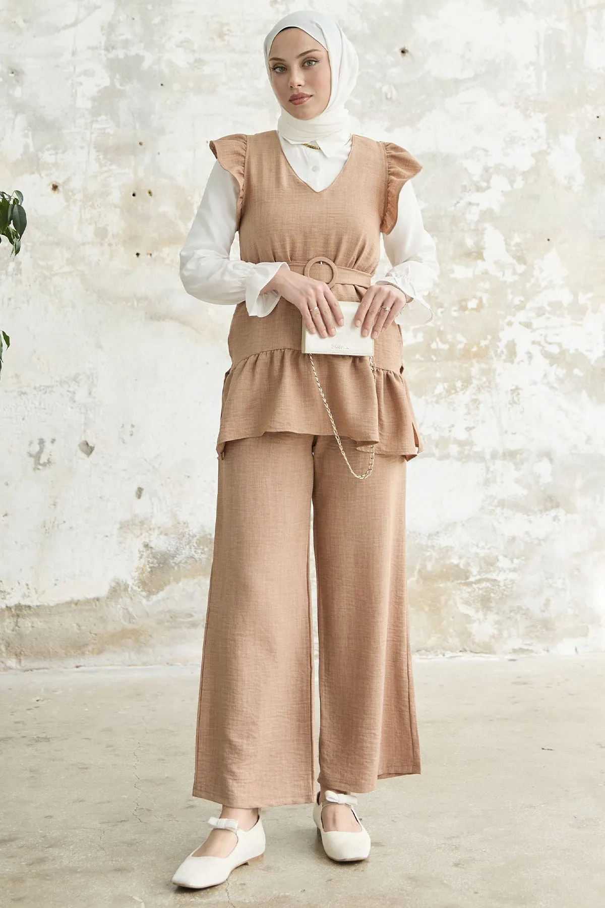 InStyle  Dreierset mit Rüschenschultern - Kamel