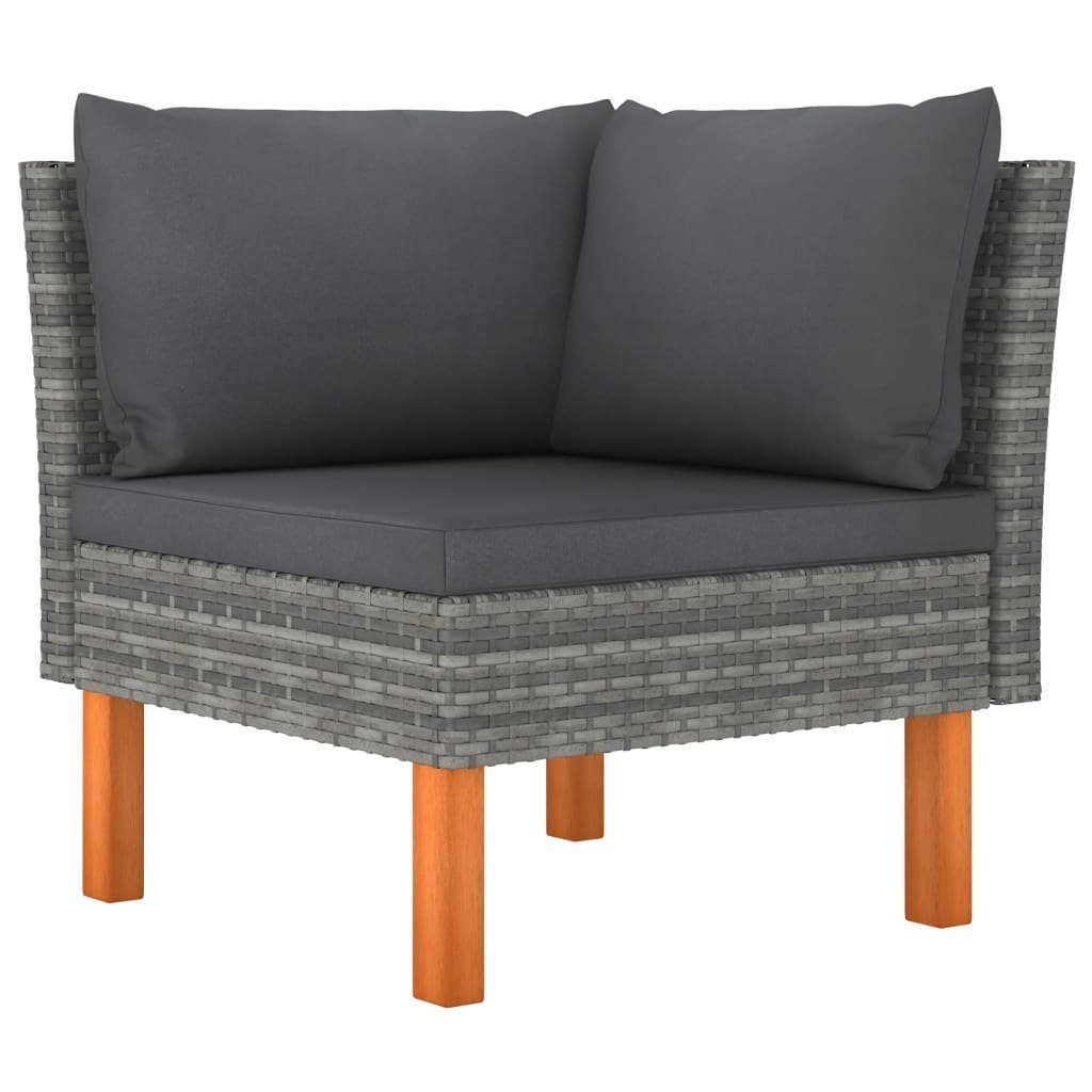 vidaXL Loungesofa 3-tlg. Garten-Lounge-Set Poly Rattan und Eukalyptus Massivholz, 1 Teile