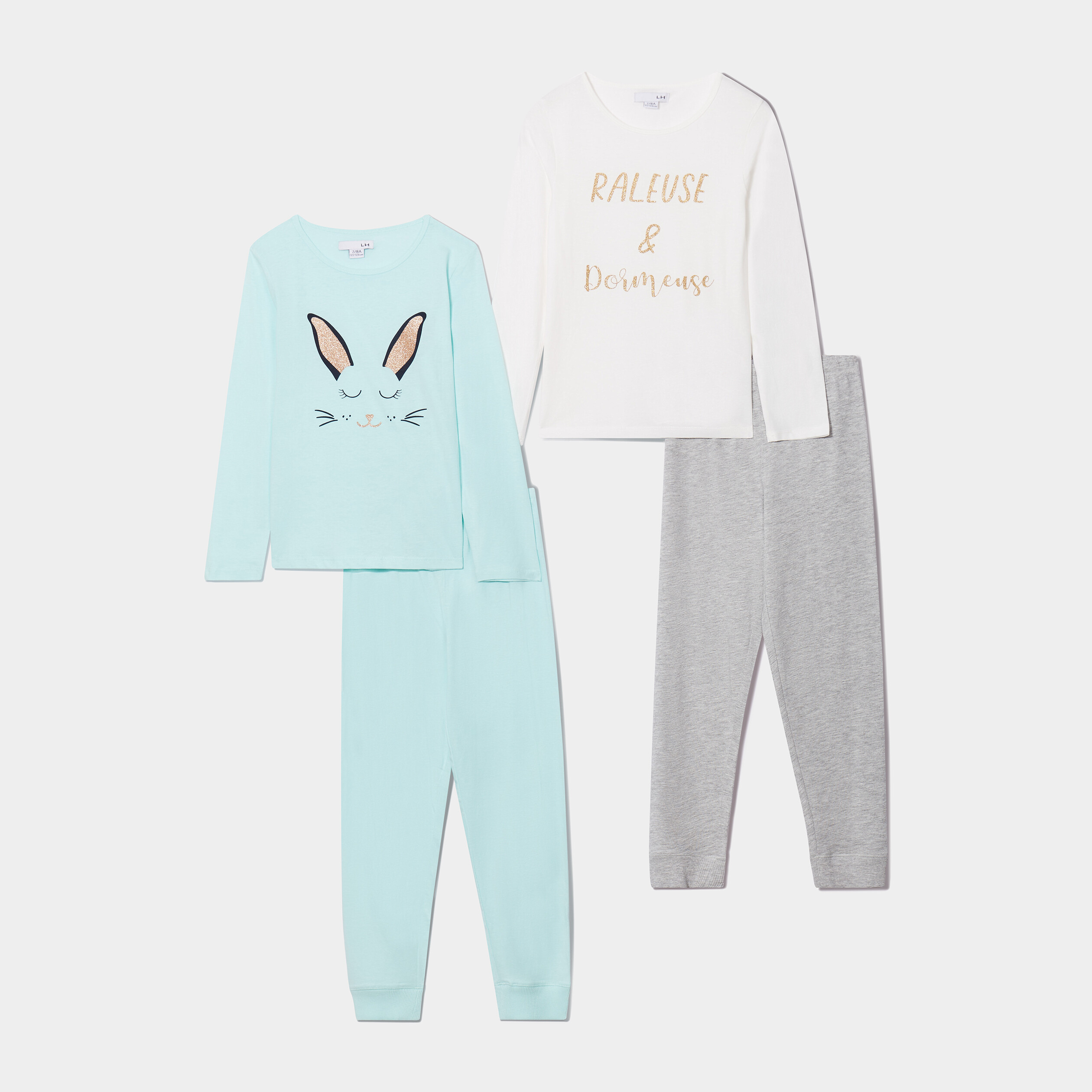 Lot 2 ensembles pyjama pantalon bleu turquoise fille | La Halle