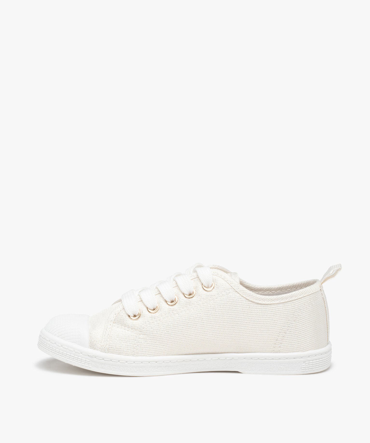 Baskets fille en toile à bout renforcé fermeture lacets blanc | GEMO