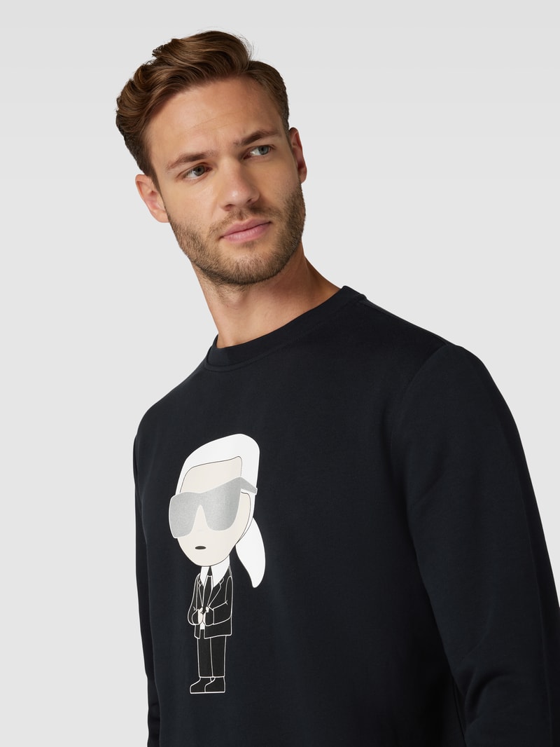 Sweatshirt mit Label-Print in dunkelblau
