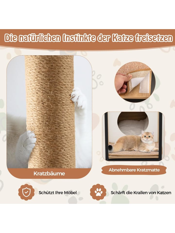 COSTWAY 3 in 1 Katzenhaus Beistelltisch in Beige günstig kaufen onesize
