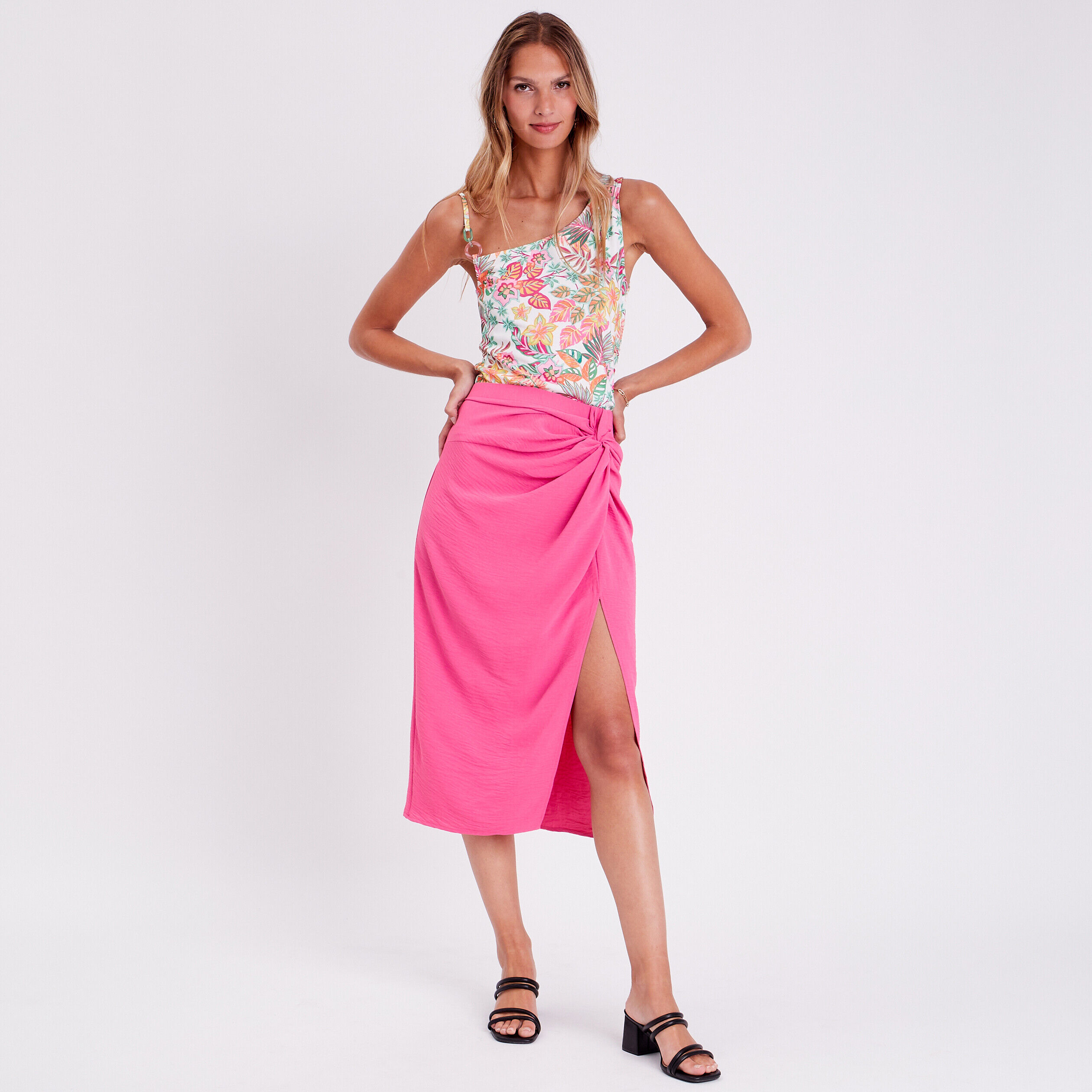 Débardeur asymétrique blanc femme | Cache Cache