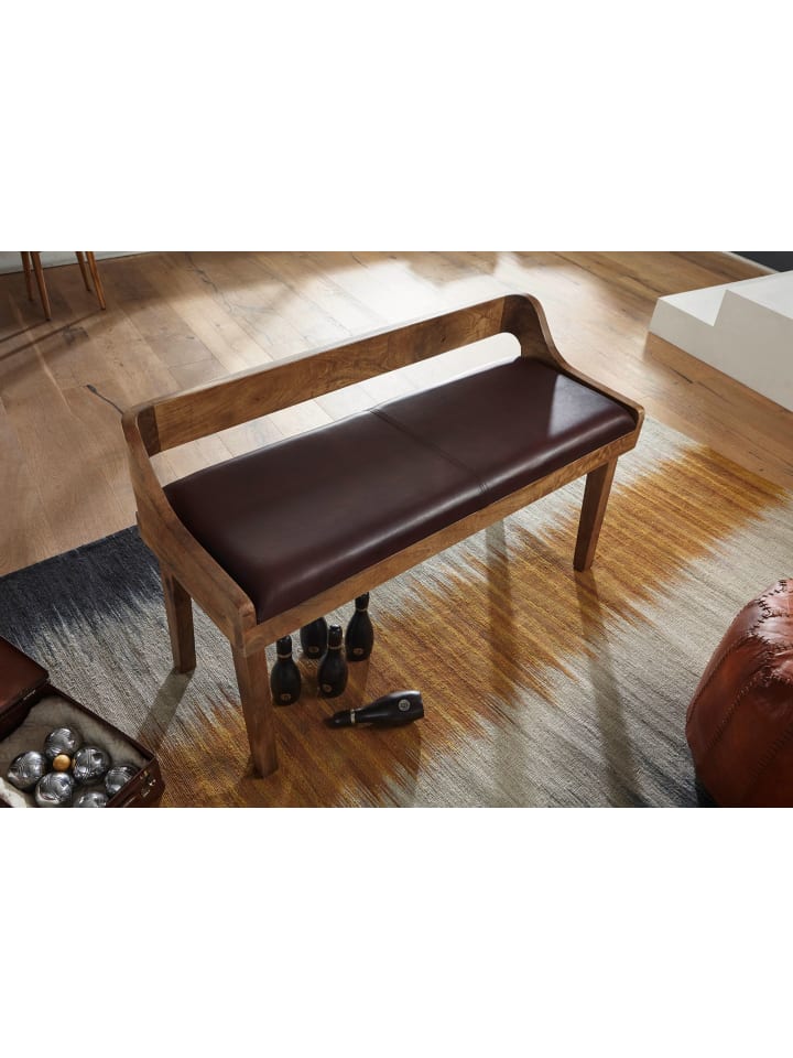 KADIMA DESIGN Sitzbank | Echtleder/Holz, 108x63x43cm, Rückenlehne günstig kaufen onesize