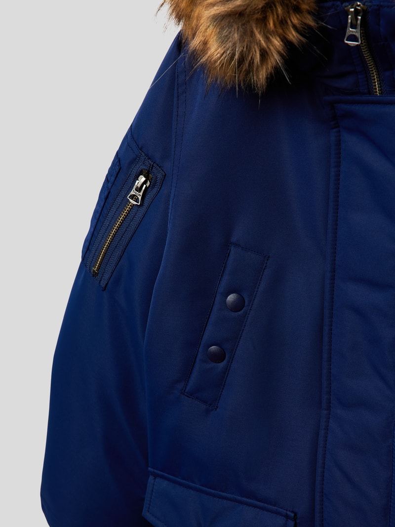 Parka mit Kunstfellbesatz in marineblau