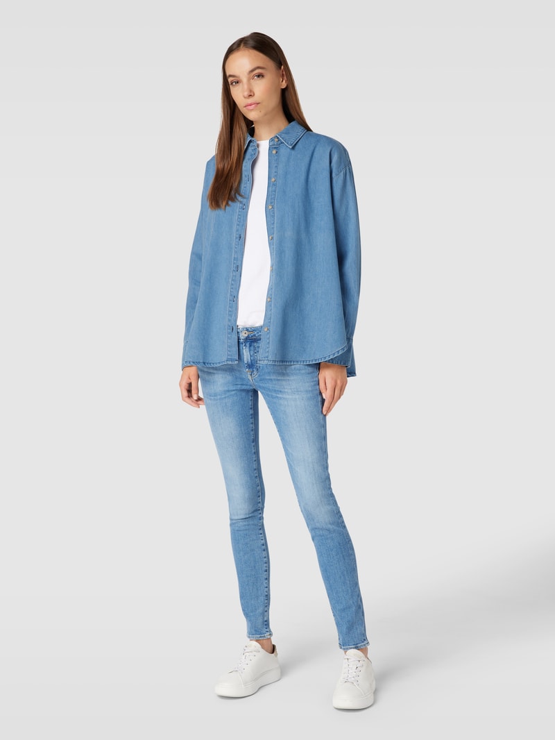 Jeansbluse mit Umlegekragen in jeans