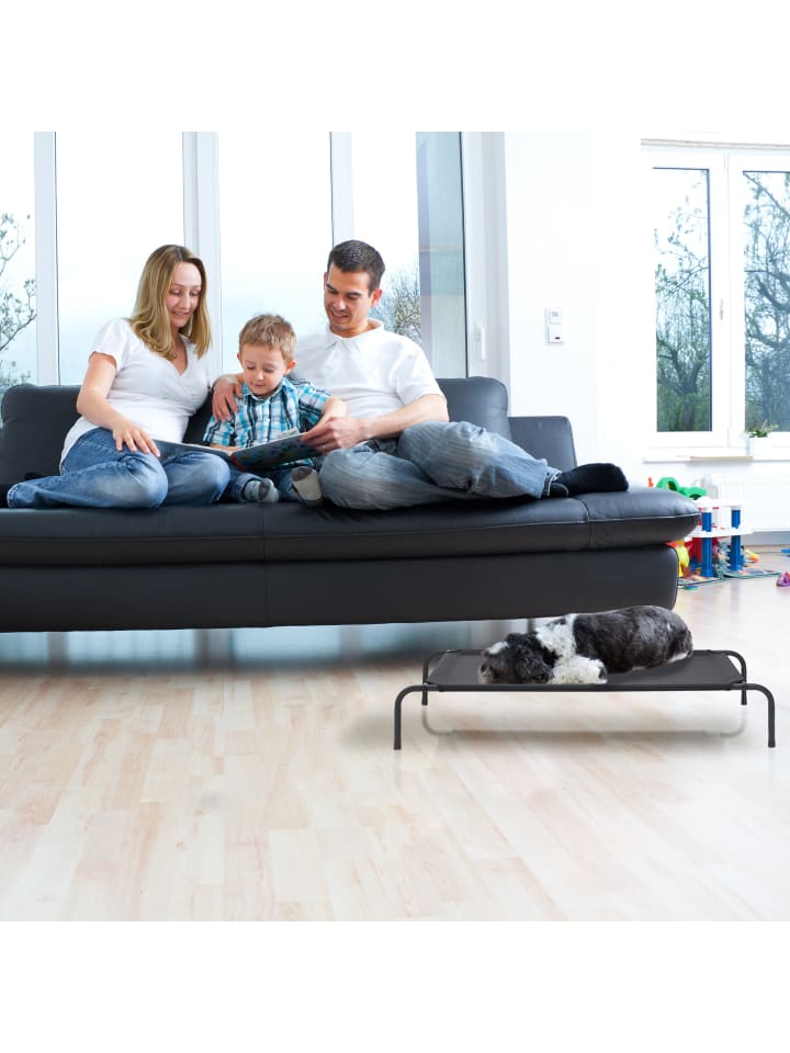 relaxdays Outdoor Hundeliege in Schwarz - (B)111 x (H)19 x (T)65 cm günstig kaufen onesize