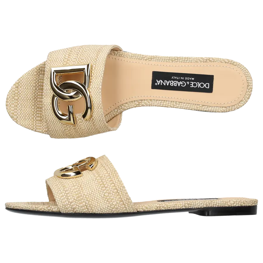 Dolce & Gabbana - Pantoletten BIANCA Bast - beige