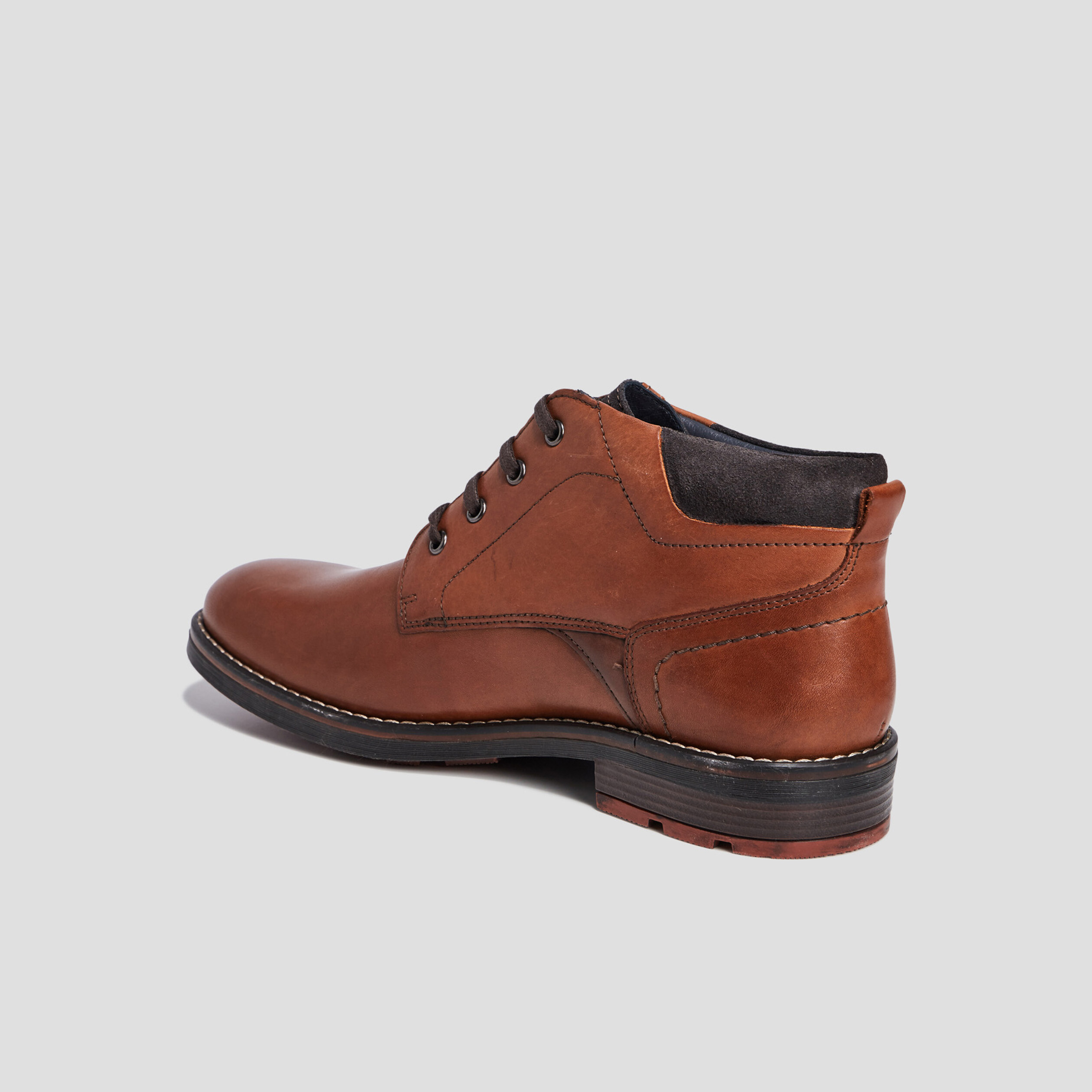 Bottines à lacets en cuir marron homme | La Halle