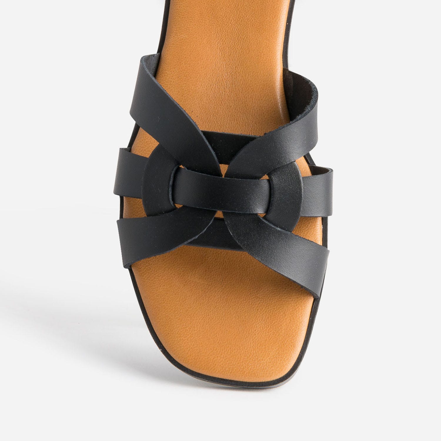 Mule noire en cuir