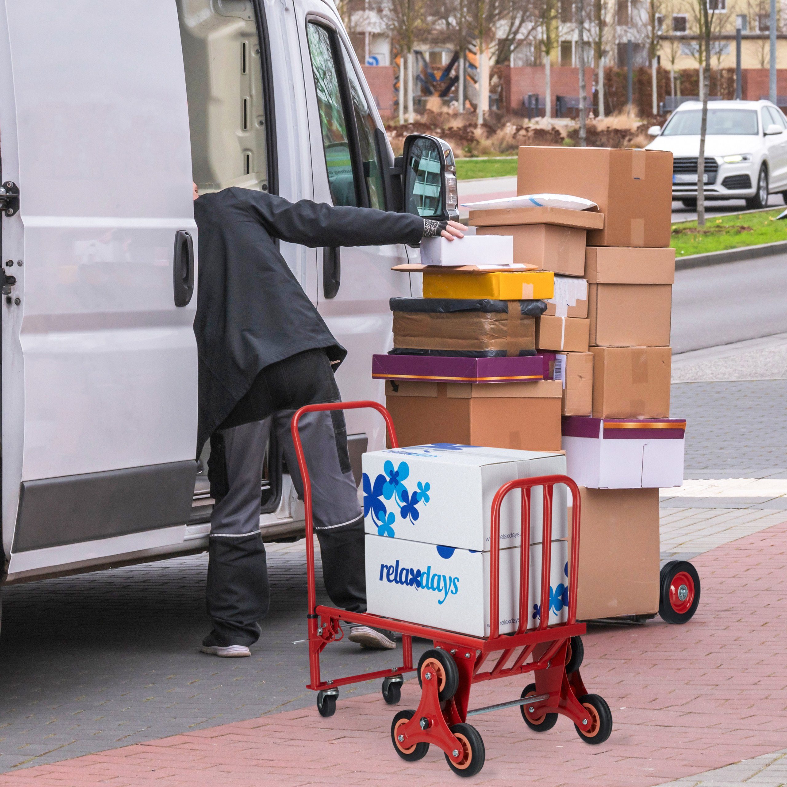 relaxdays Treppensackkarre Treppensteiger bis 150 kg