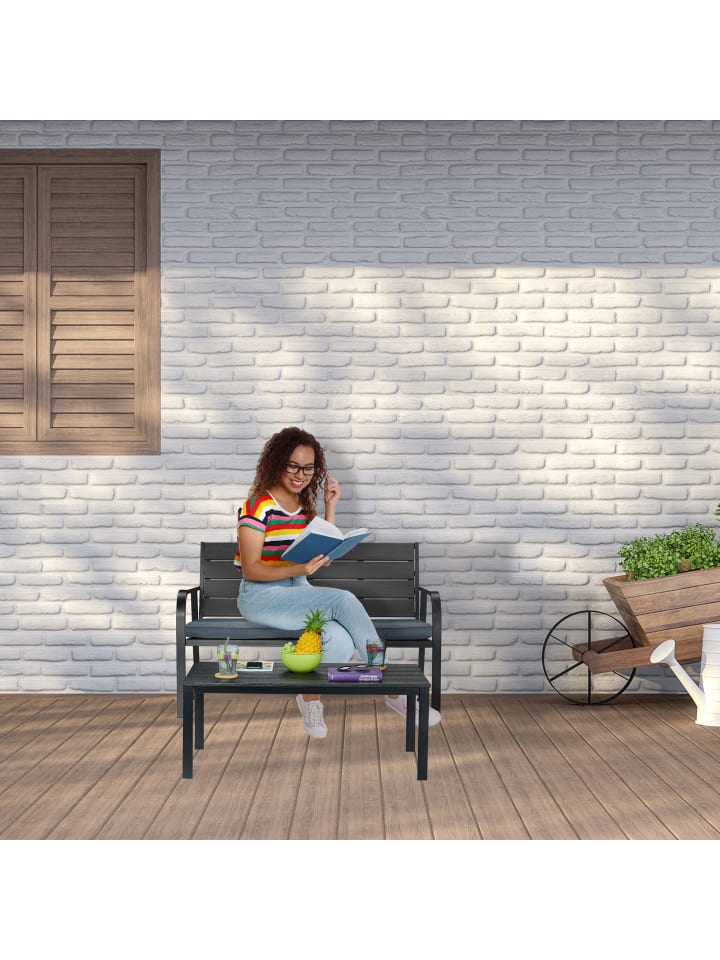 relaxdays Gartenbank in Schwarz - (B)118 x (H)78 x (T)66 cm günstig kaufen onesize