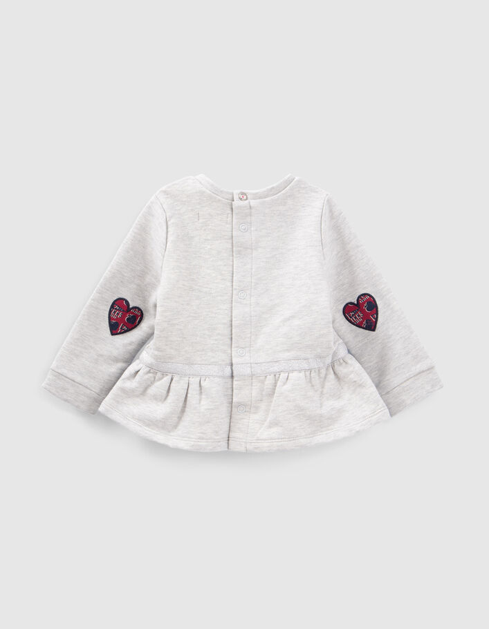 Sweat gris à basque coudières coeurs bébé fille