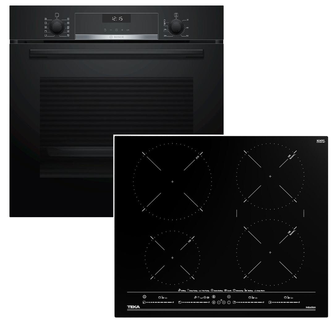 BOSCH Backofen-Set EcoClean Direct mit TEKA Induktionskochfeld Multislider autark, 60 cm