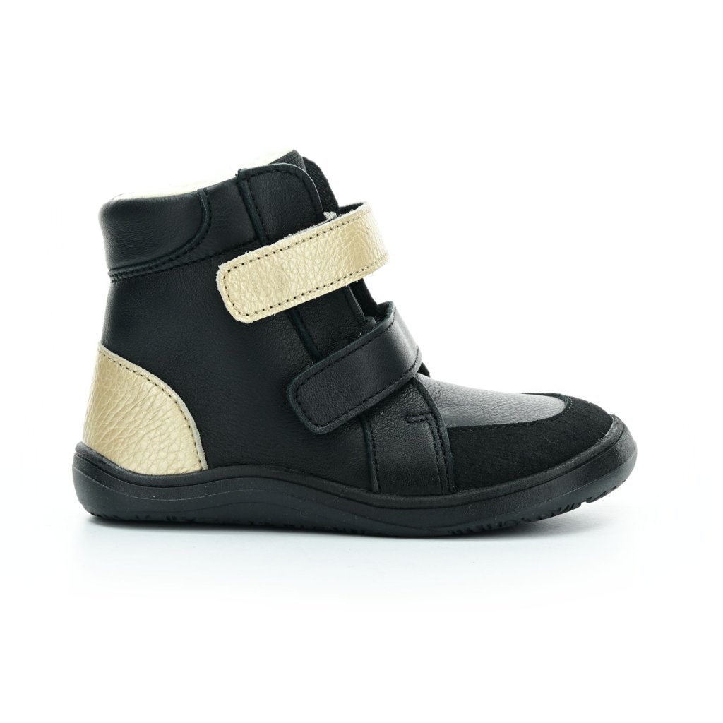 Baby Bare Febo Winter Black/Gold (mit Membran/Asfaltico) Winter-Barfußstiefeletten