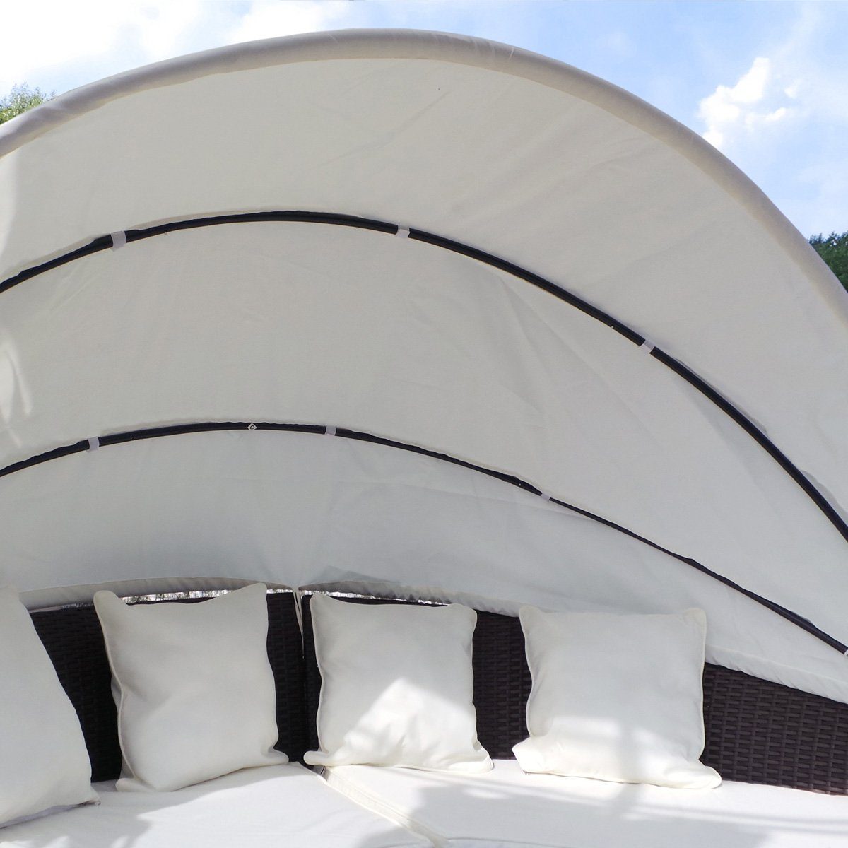 Swing&Harmonie Gartenlounge-Set LED - Sonneninsel Rattan Lounge Polyrattan Sitzgruppe Liege Insel inkl. Abdeckcover