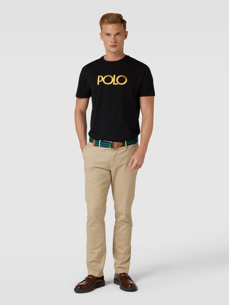 T-Shirt mit Label-Stitching in schwarz