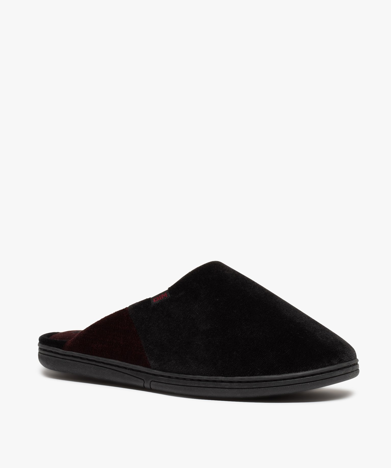 Chaussons homme mules plates en velours ras – Dim noir | GEMO