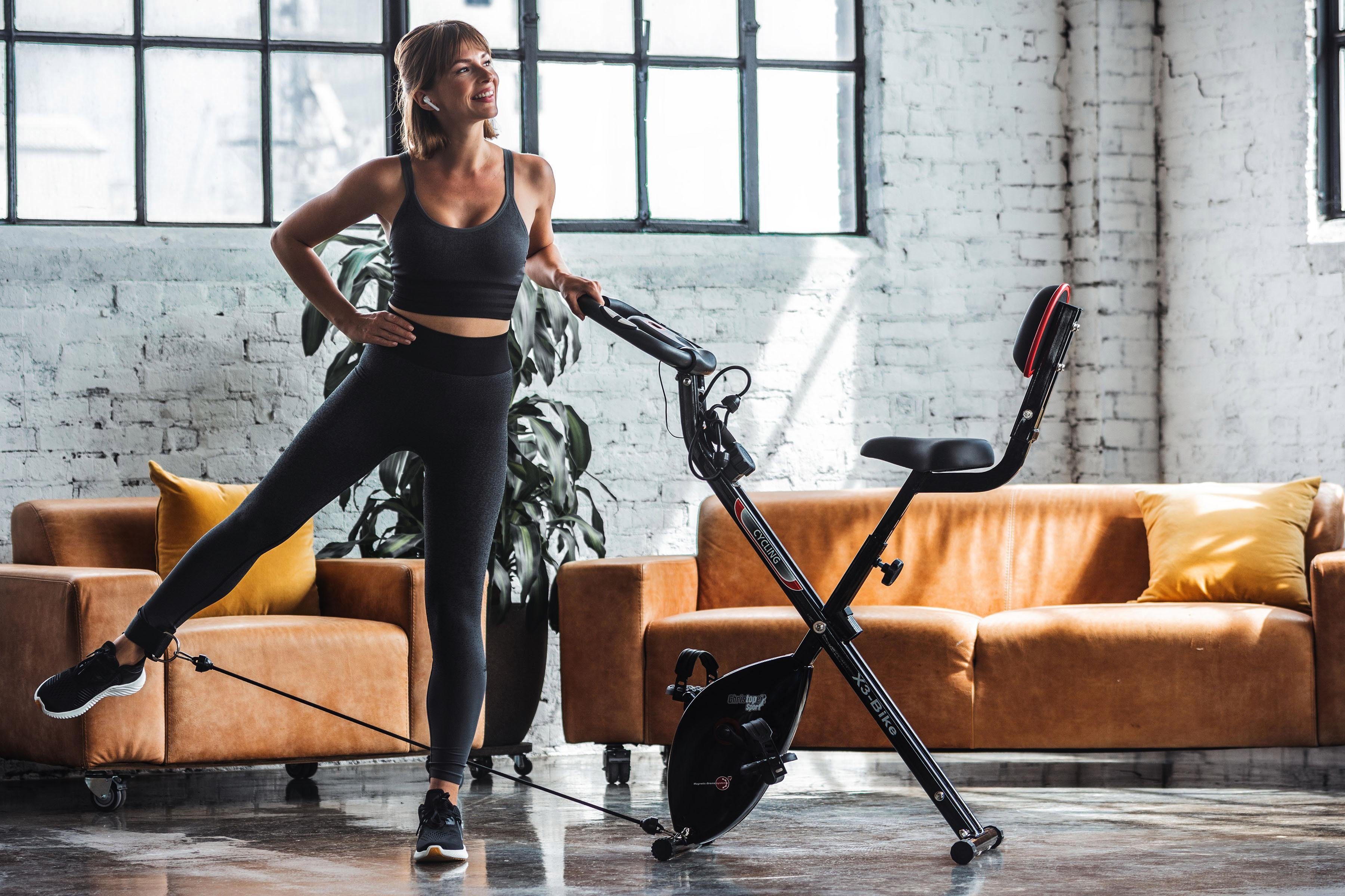 Christopeit Sport® Liege-Heimtrainer Christopeit X 3 Bike, Klappheimtrainer mit Arm- Bein Seilzug System