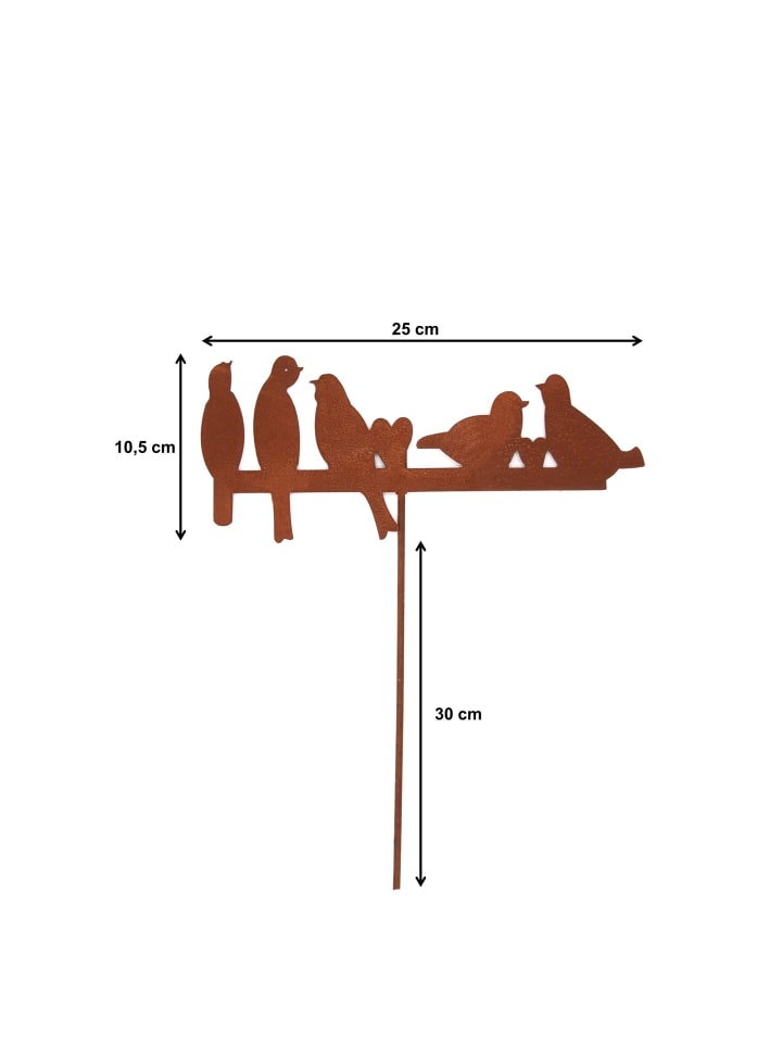 UNUS Gartenstecker Rost Vögel in Braun günstig kaufen onesize