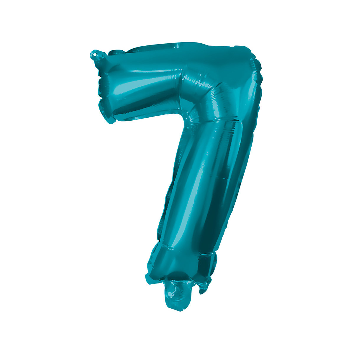 Folienballon Zahl 7 türkis, 10 cm, inkl. Pustehalm