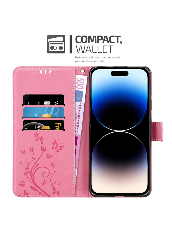 cadorabo Hülle für Apple iPhone 14 PRO Blumen Design in FLORAL ROSA günstig kaufen onesize