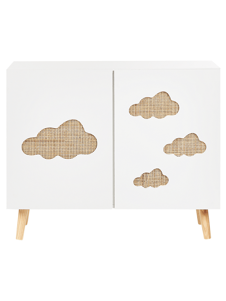 Beliani Sideboard CLOUDY in Weiß/Heller Holzfarbton - (W) 80 x (H) 65 x (L) 36 cm günstig kaufen onesize