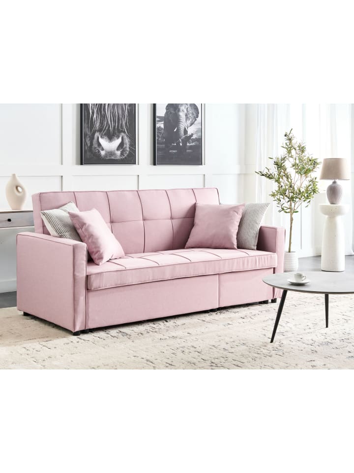Beliani Schlafsofa GLOMMA in Rosa/Schwarz - (W) 204 x (H) 93 x (L) 88 cm günstig kaufen onesize