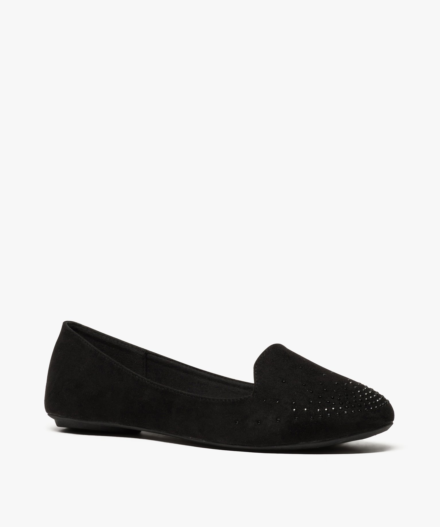 Ballerines femme style slippers unies avec strass noir | GEMO