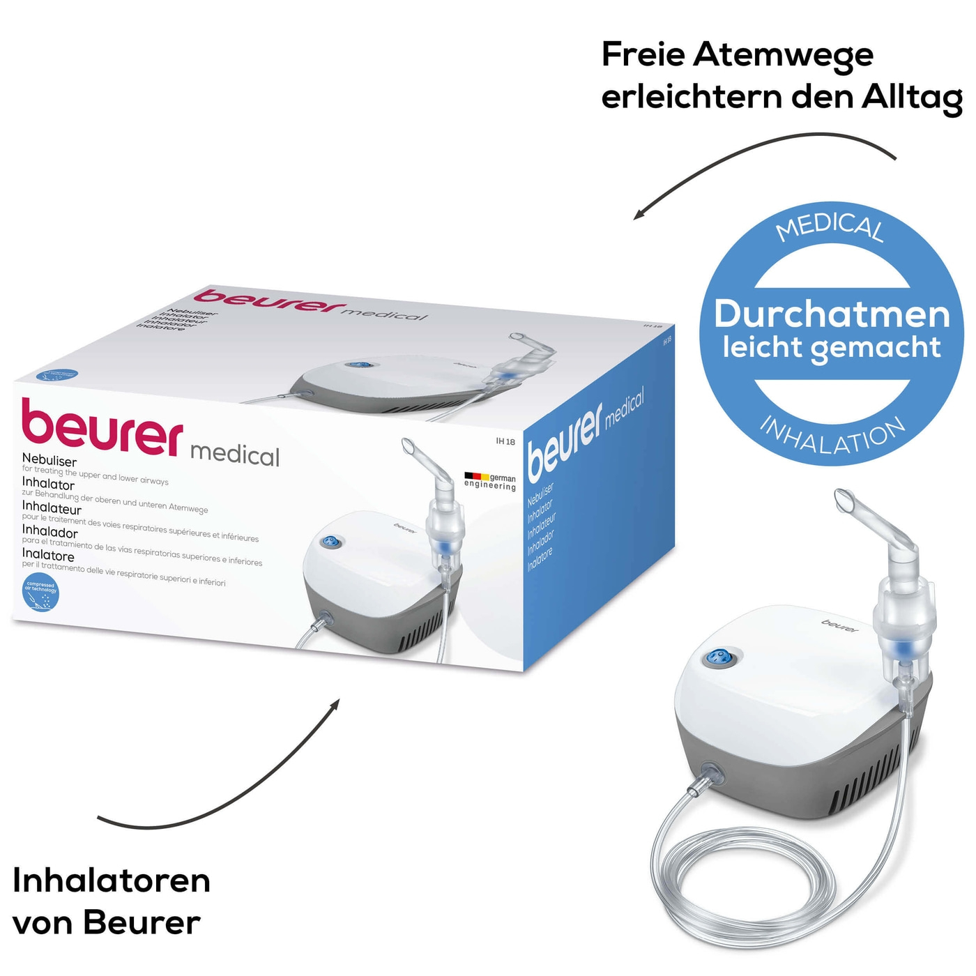 Beurer Inhalator IH 18-Ideal bei Erkältung, Asthma und Atemwegserkrankungen