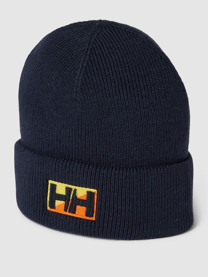 Beanie mit Logo-Stitching in marineblau