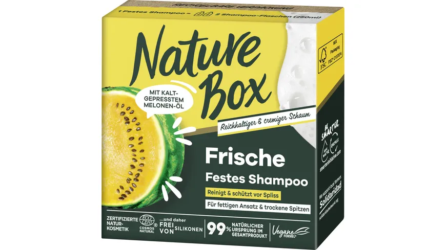 Nature Box festes Shampoo Frische mit Melonenöl 85 g