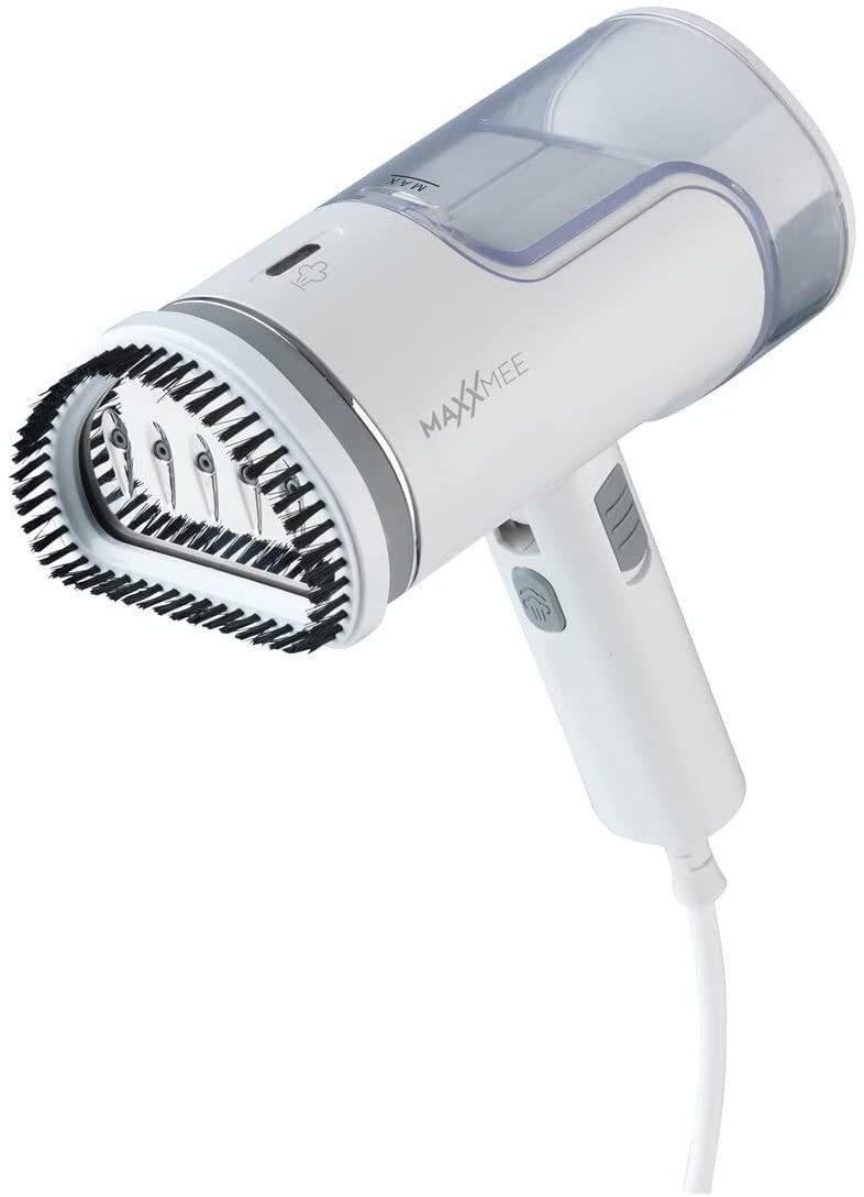 MAXXMEE Dampfbürste Kompakt, 1200 W, Bürste Dampfglätter Dampfbügler Steamer Wassertank, weiß/grau