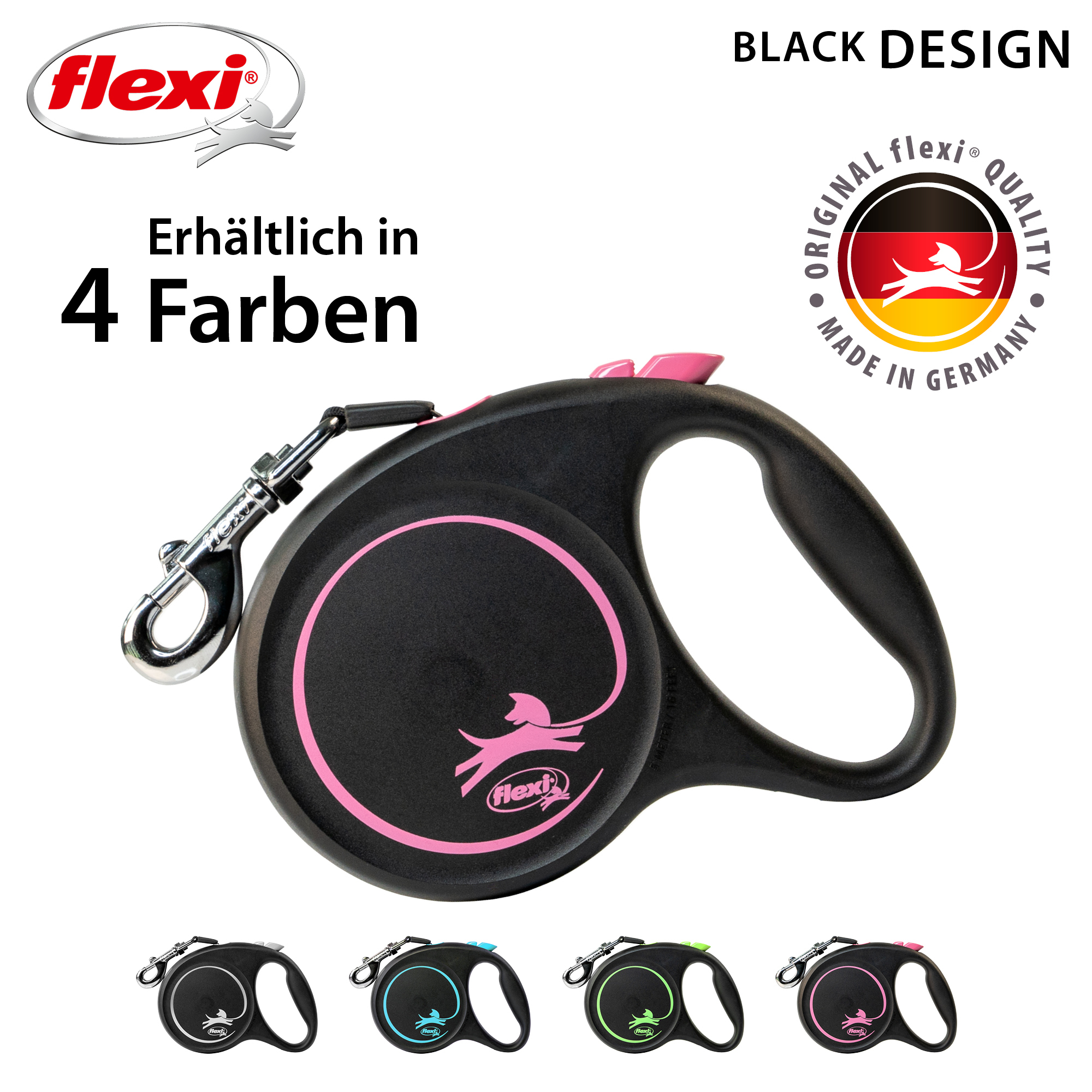 Flexi Hundeleinen Flexi Black Design Gurt pink L, 5 m, 50 kg