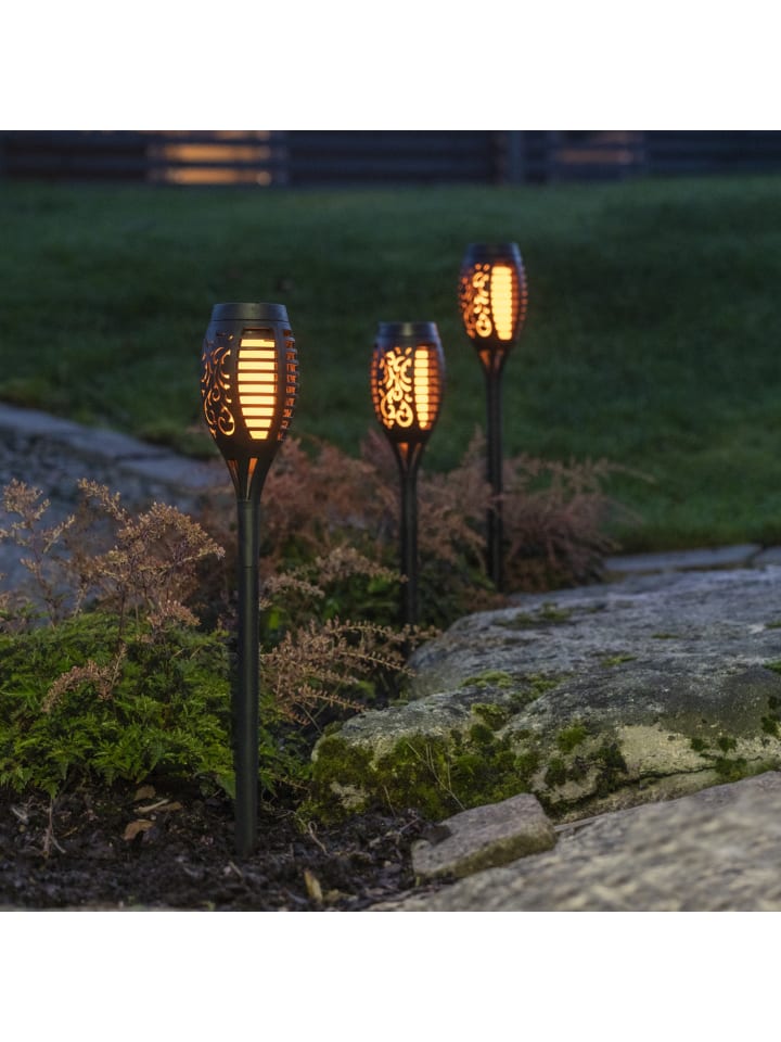 MARELIDA 4er Set LED Solar Gartenfackel mit Flammeneffekt H: 40cm in schwarz günstig kaufen onesize
