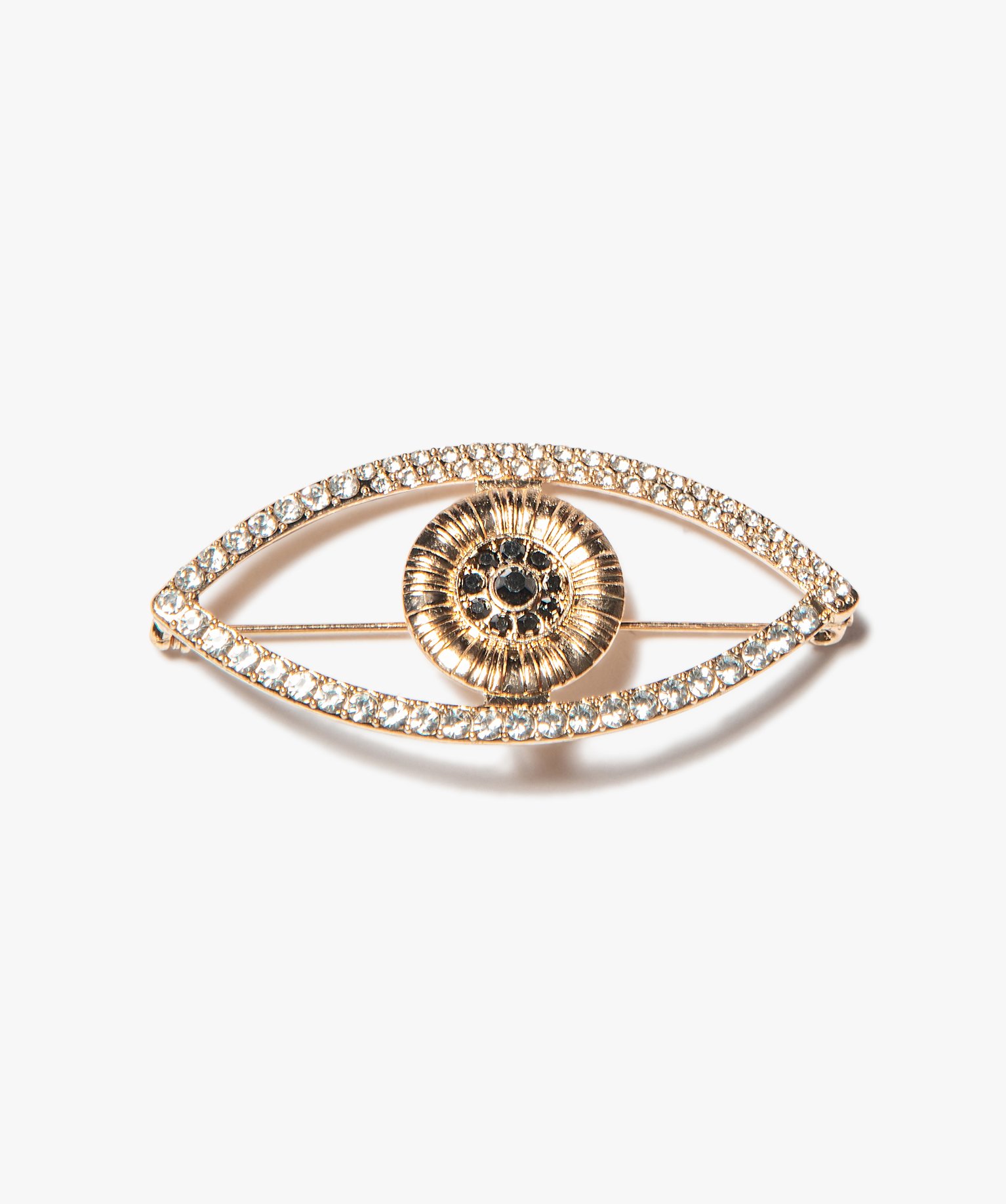 Broche femme en forme d’oeil à strass or | GEMO