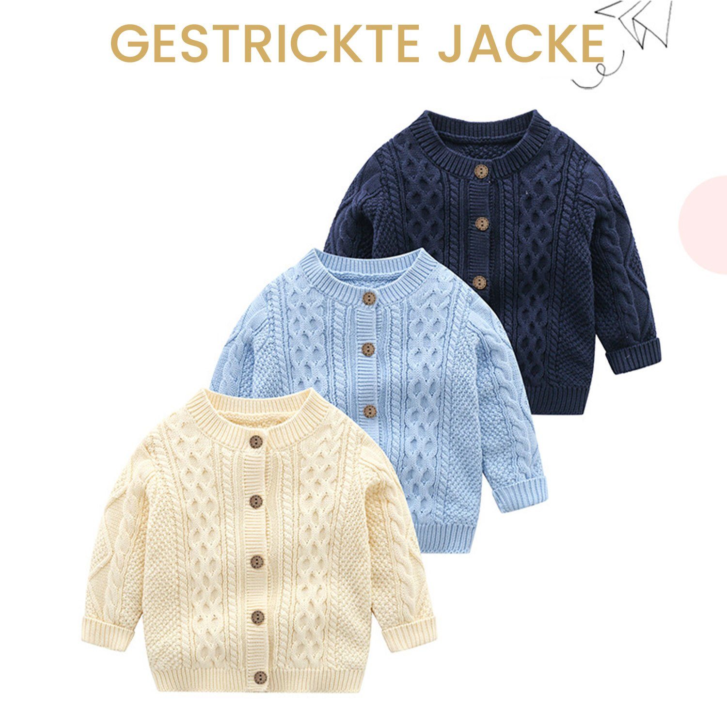 TOPMELON Strickjacke Häkelpullover Kleinkind-Zopfmuster Pullover Sweatshirt