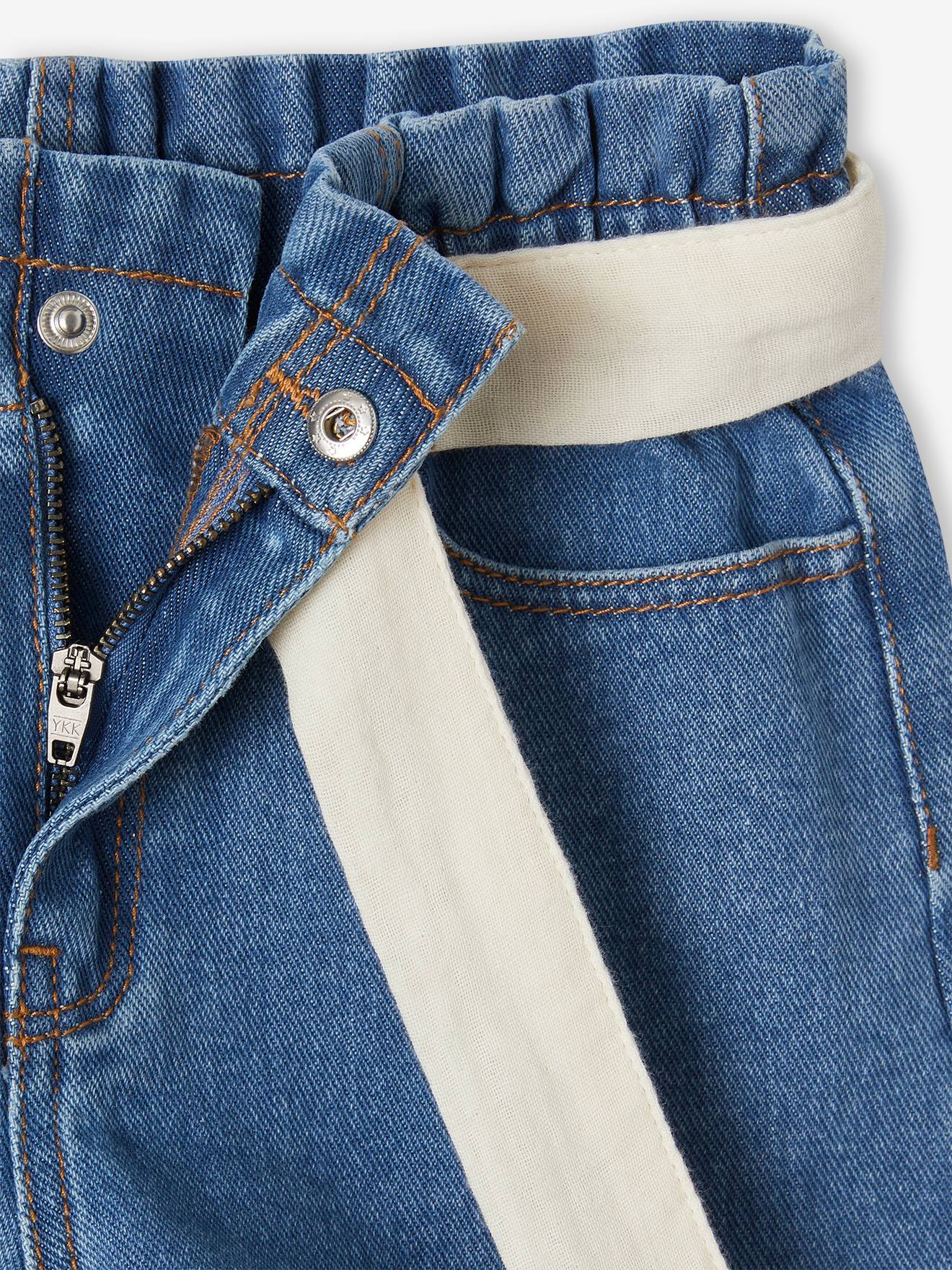 Vertbaudet Mädchen Jeansshorts mit Paperbag-Bund - blue stone