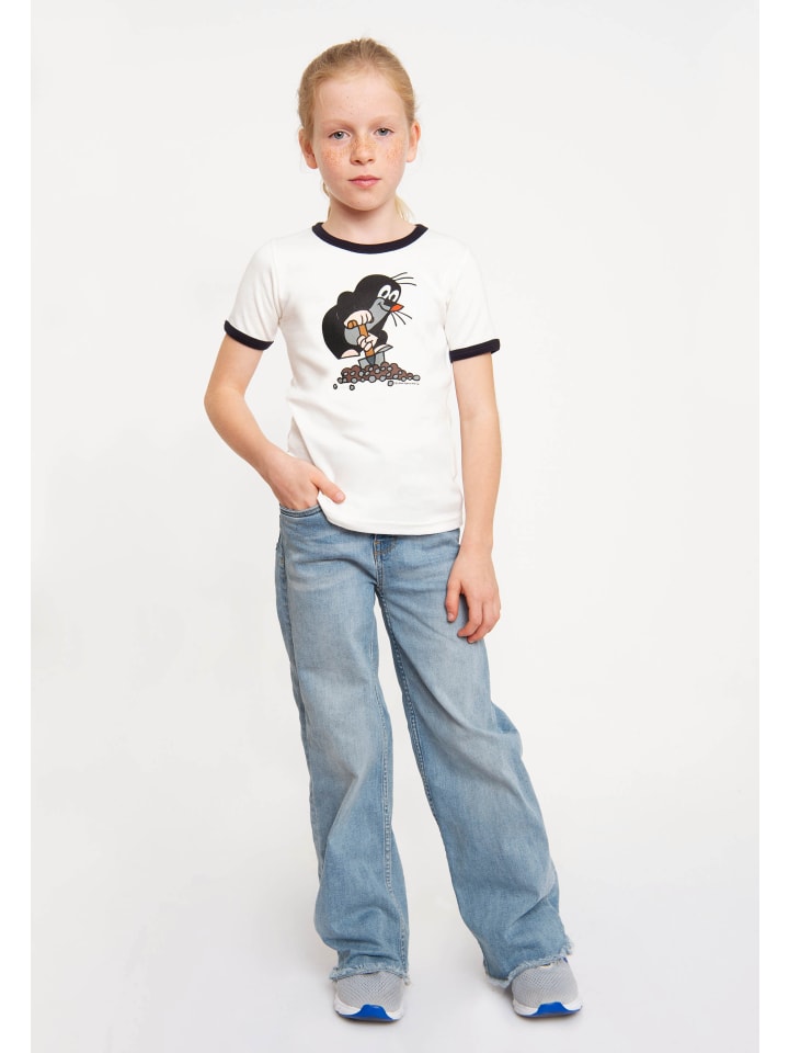 Logoshirt T-Shirt Der kleine Maulwurf in weiss-dunkelblau günstig kaufen