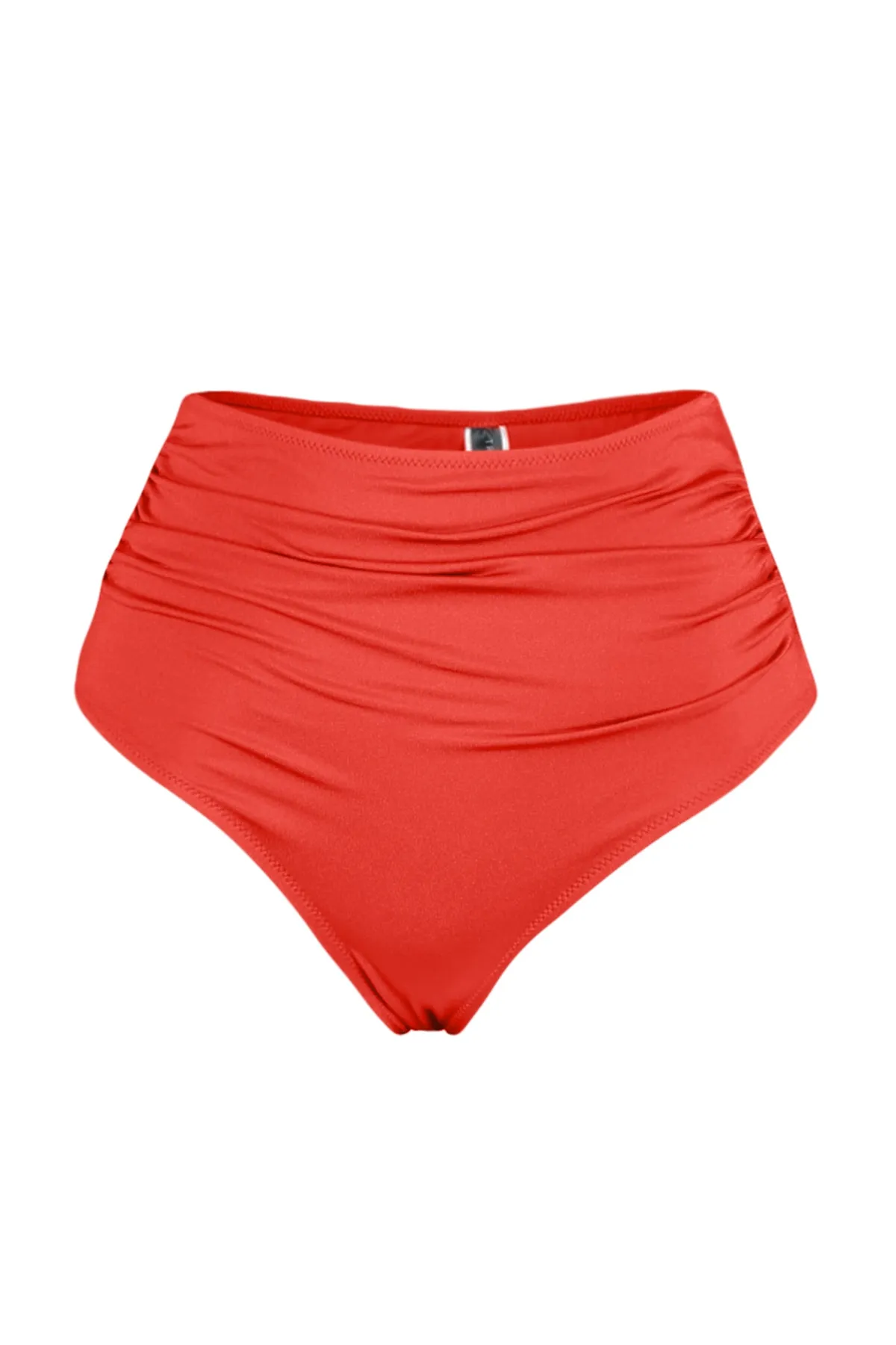 Trendyol Collection  Rote drapierte Bikinihose mit hoher Taille und normalem Beinausschnitt TBESS21BA0178