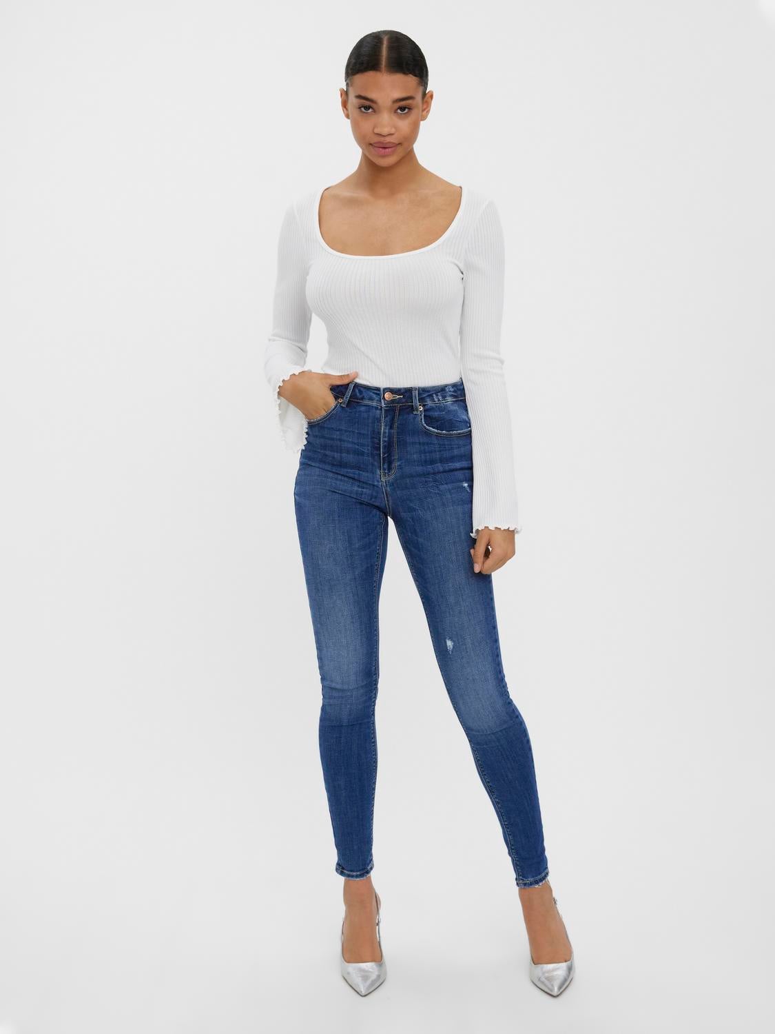VMSOPHIA Hohe Taille Slim Fit Jeans